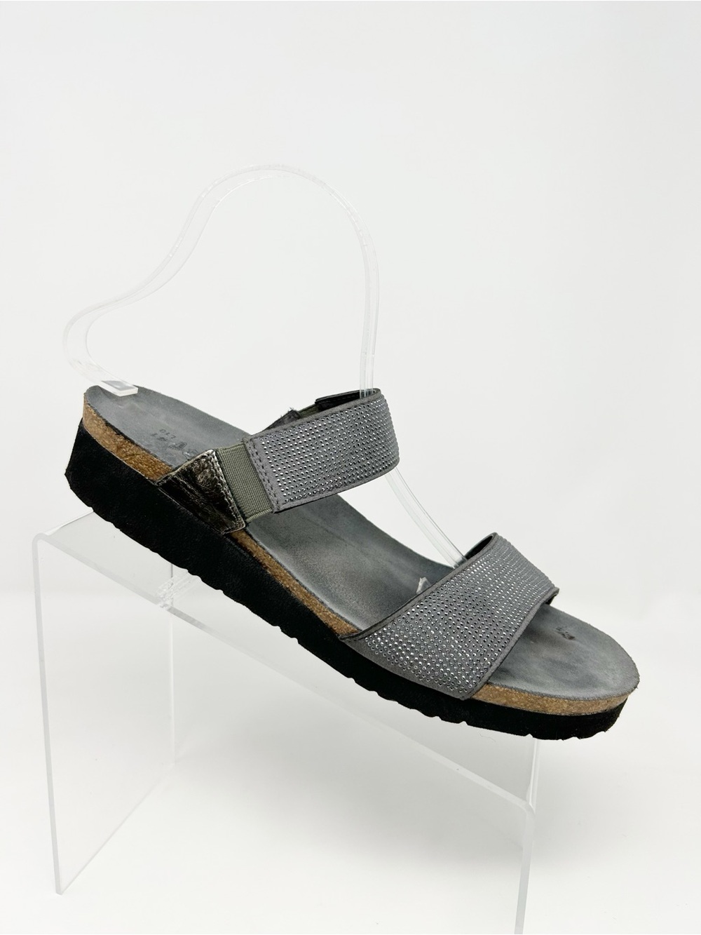 Naot Bianca Women's Slide Sandals Dark Gray Silver Studded Straps Wedge Size 41